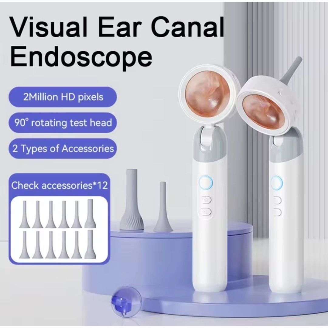 Video Otoscope with 1.38'' Screen, 1080P Ear Scope with 4 LEDs.